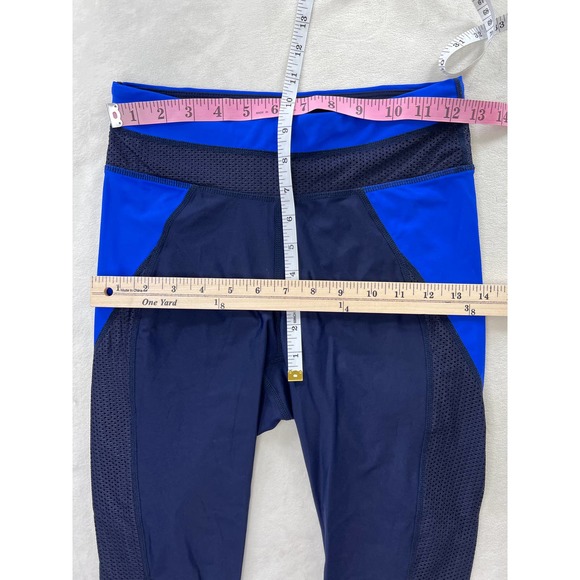 Athleta Tri-Ssential Swim Capri Leggings Navy Blue Neon Pink Color Block Small - Picture 6 of 7